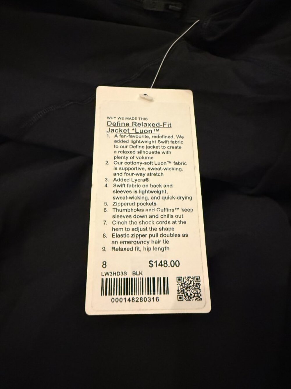 NWT Lululemon Define Relaxed-Fit Jacket Luon Black Size 8 - Picture 3 of 6